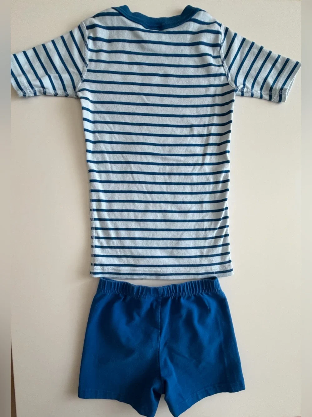 Hanna Andersson Unisex Blue Striped Bunny Pajama Set Kids Size 6-7 120 cm